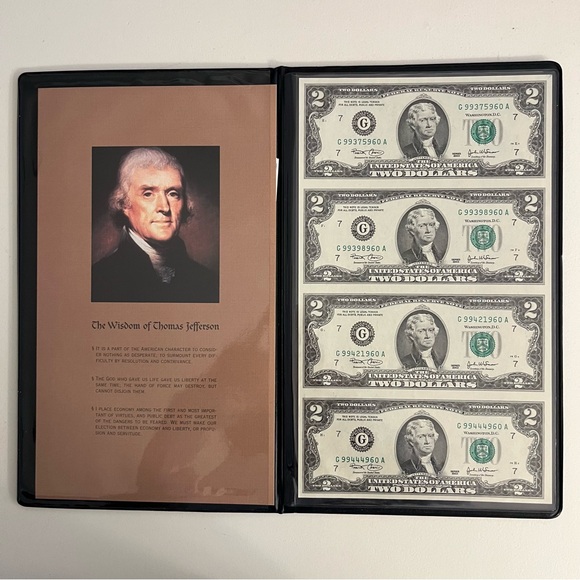 Lot of 2 World Reserve Monetary Exchange Uncut Sheet $1 & $2 Dollar Bills 2003 - Picture 2 of 10